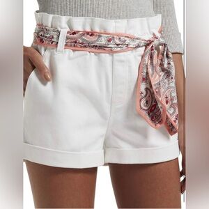 Hue White Paperbag Shorts – Women’s XL | Rolled Hem | Heavy Cotton